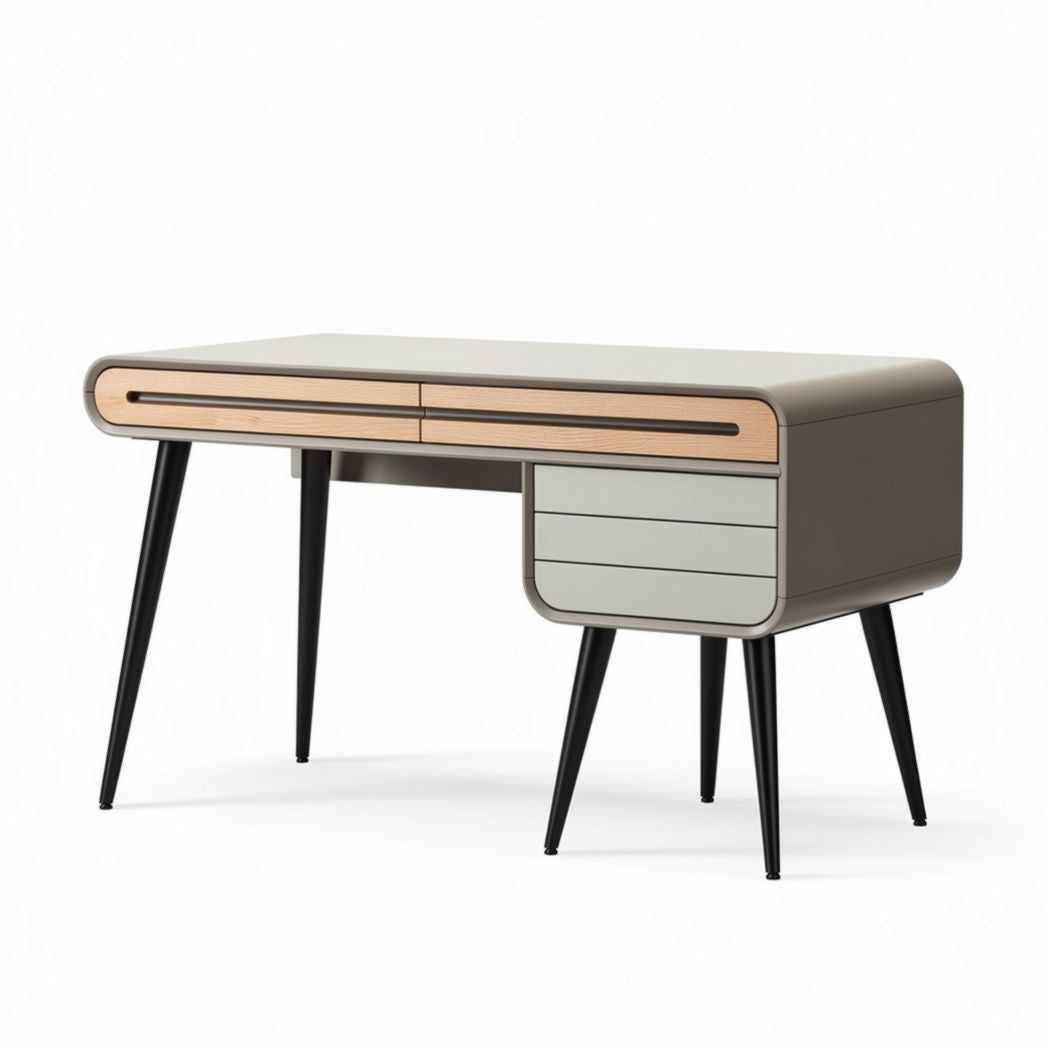 Modern writing desk with wood accents and metal legs 120 x 60 x 75cm