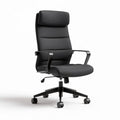 Ergonomic office chair with adjustable headrest and lumbar support in black fabric