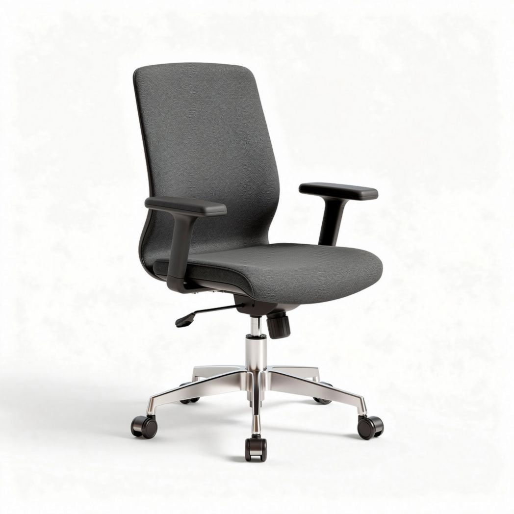 Adjustable office chair with ergonomic design fabric upholstery gray 45 x 60 x 100cm