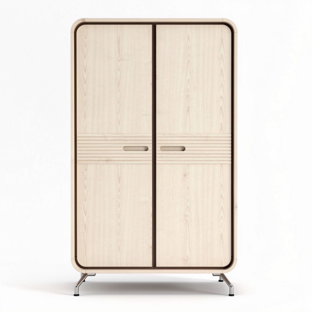 Wooden wardrobe with sliding doors and metal legs 180 x 100 x 50cm