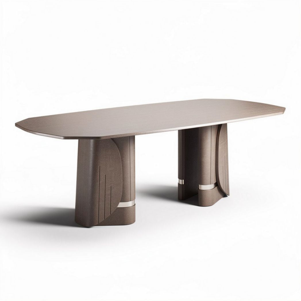 Dining table with ergonomic design in brown finish 200 x 100 x 75cm