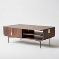 Wooden coffee table with shelf and metal accents 150 x 80 x 40cm