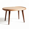 Natural wood coffee table with round design and tapered legs 100 x 60 x 75cm