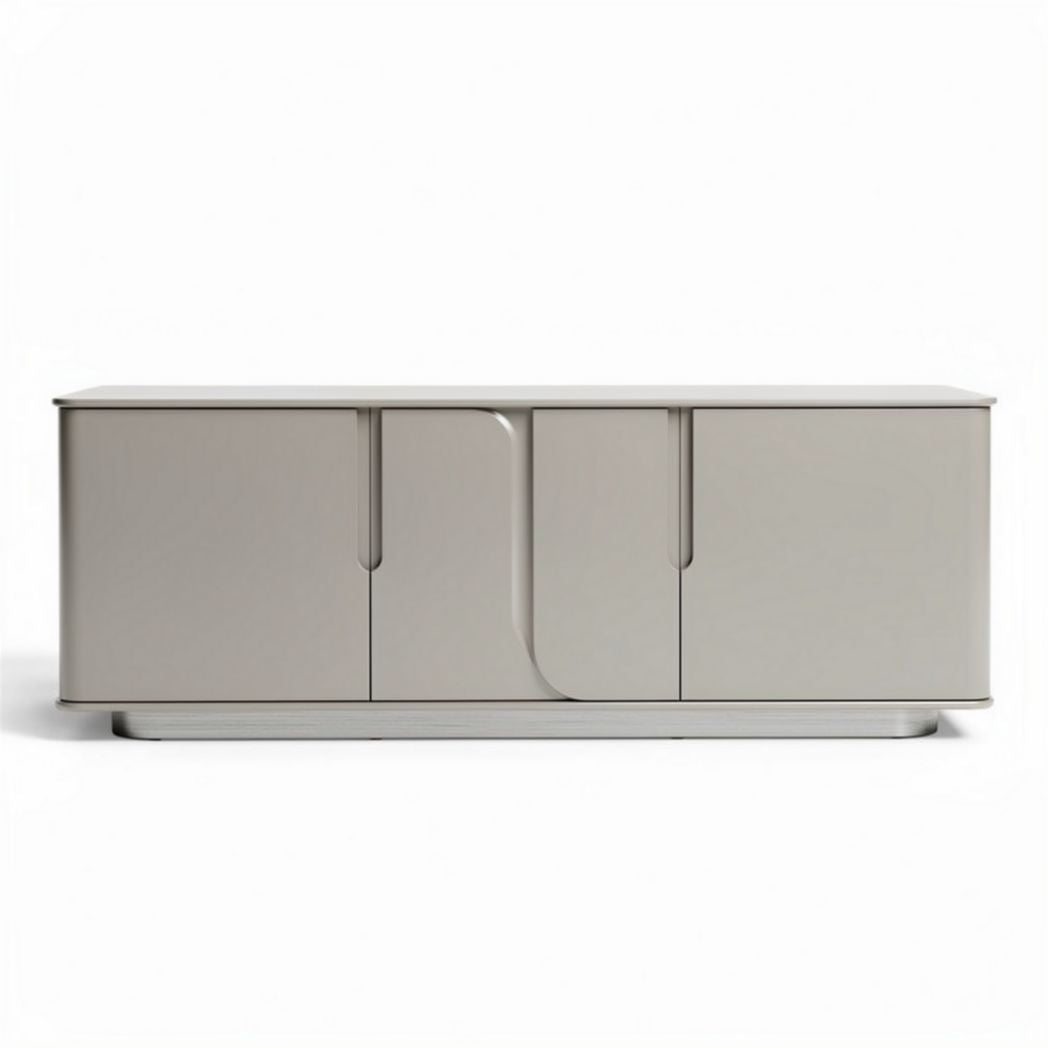 Modern grey storage cabinet with sliding doors 150 x 40 x 50cm