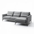 Sectional sofa in grey fabric with two loose cushions 210 x 90 x 80cm